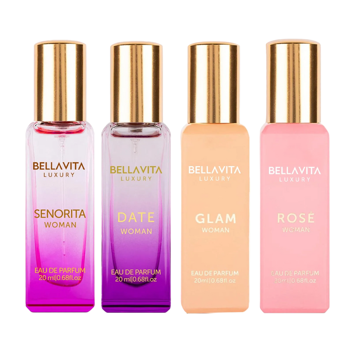 Bellavita Luxury with Date, Senorita, Glam and Rose Women Gift Set 4*20ML EDP