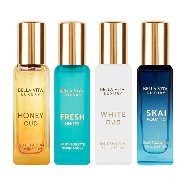 Bellavita Luxury with Honey Oud, White Oud, Fresh, and Skai Unisex Gift Set 4 * 20ML EDP