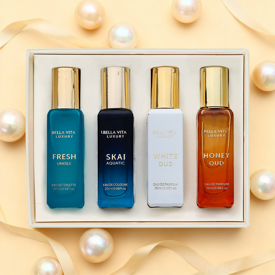 Bellavita Luxury with Honey Oud, White Oud, Fresh, and Skai Unisex Gift Set 4 * 20ML EDP