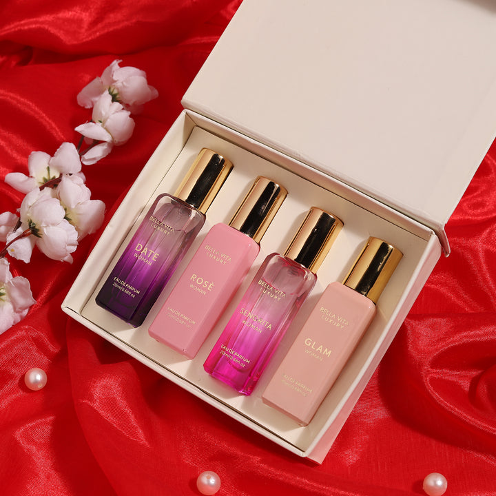 Bellavita Luxury with Date, Senorita, Glam and Rose Women Gift Set 4*20ML EDP