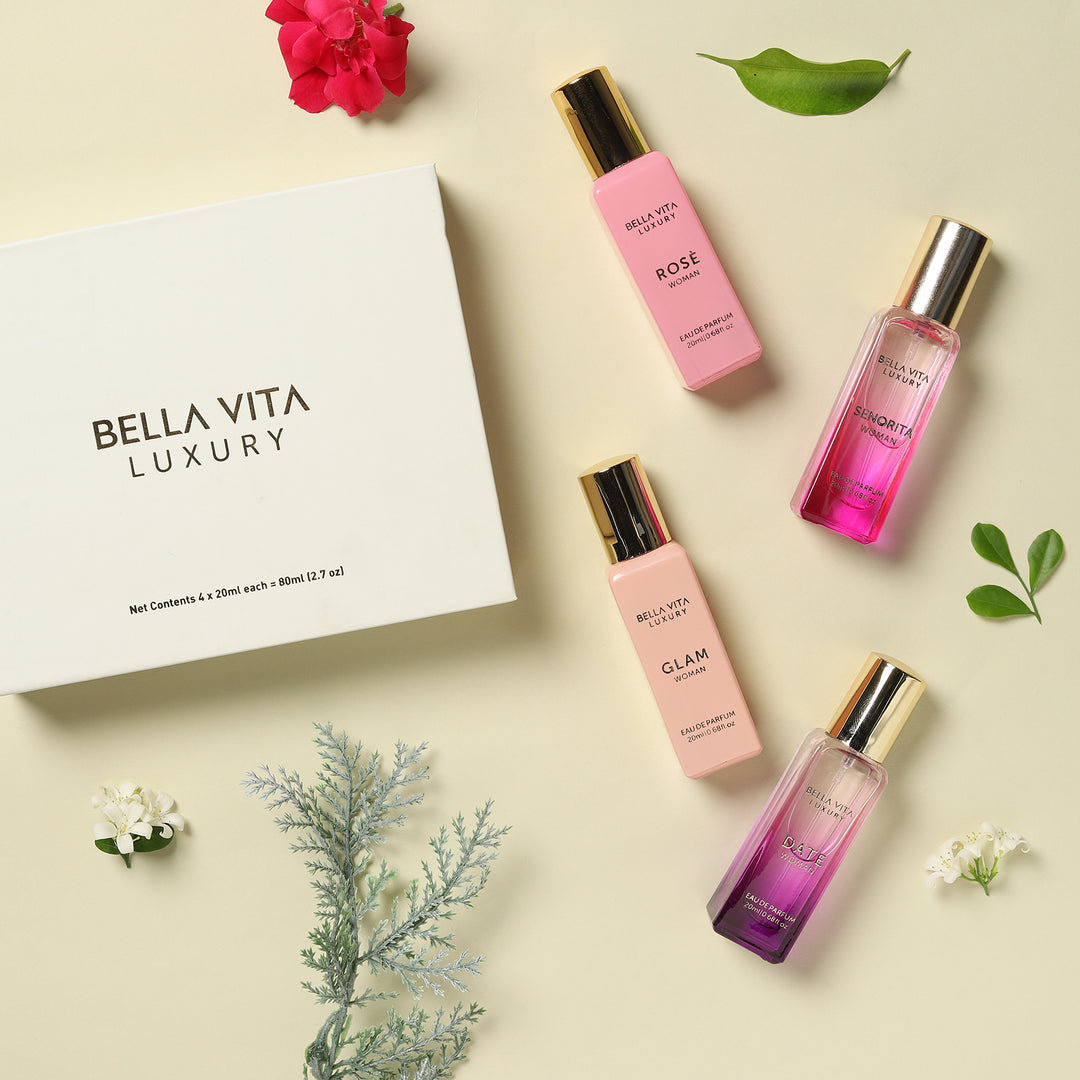 Bellavita Luxury with Date, Senorita, Glam and Rose Women Gift Set 4*20ML EDP