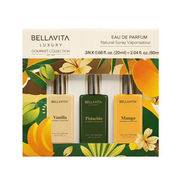 Bellavita Luxury Gourmand Collection Vanilla+Mango+Pistachio Unisex EDP Giftset 3*20ml
