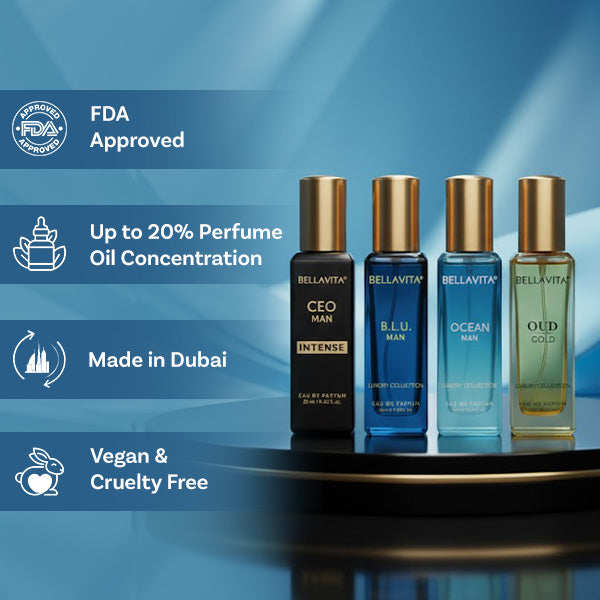 Bellavita Luxury Collection Intense+B.L.U+Ocean+Gold Edp Gift Set 4*20ml for Men