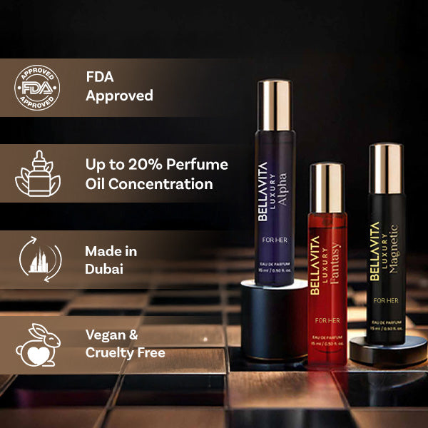 Bellavita Luxury Mood Collection Alpha+Fantasy+Magnetic  EDP Gift Set 3*15ML for Women