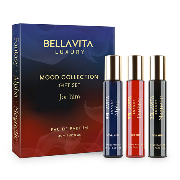 Bellavita Luxury Mood Collection Alpha+Fantasy+Magnetic  EDP Gift Set 3*15ML for Man
